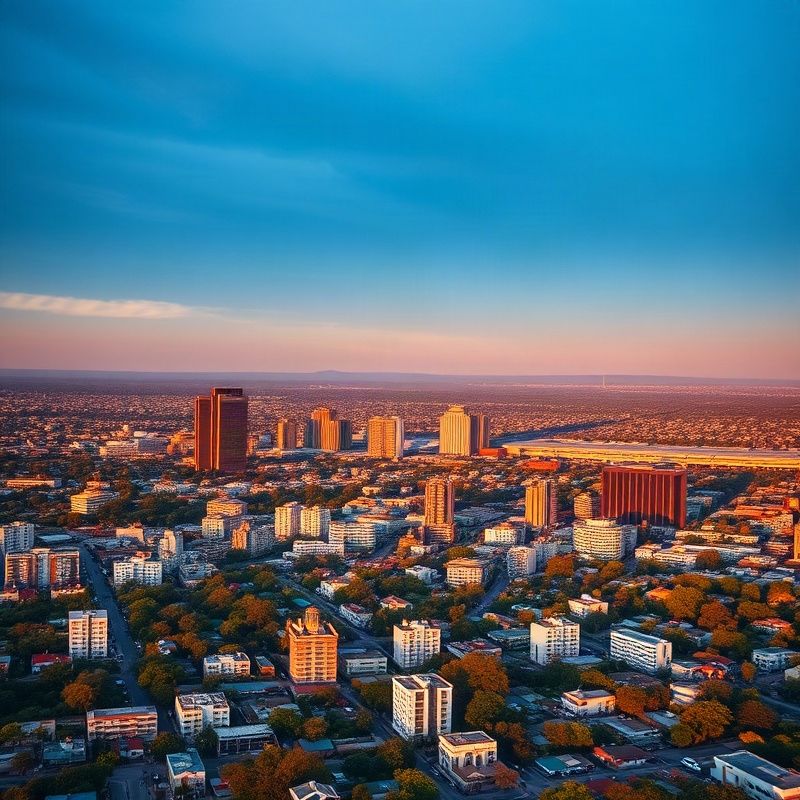 Aerial view of Westlands Nairobi skyline at golden hour